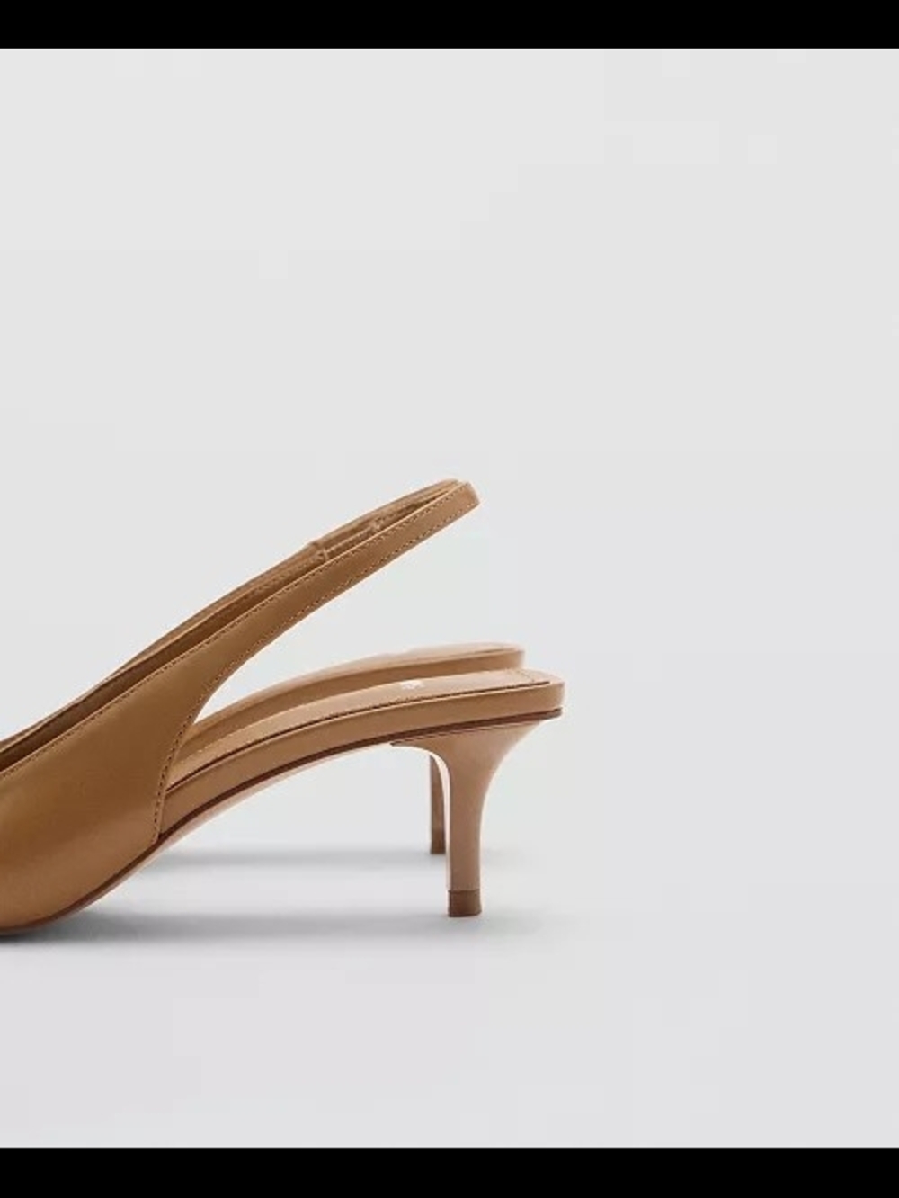 Mango Tan Pointed Slingback Kitten Heels with Bow - Picture 4 of 9